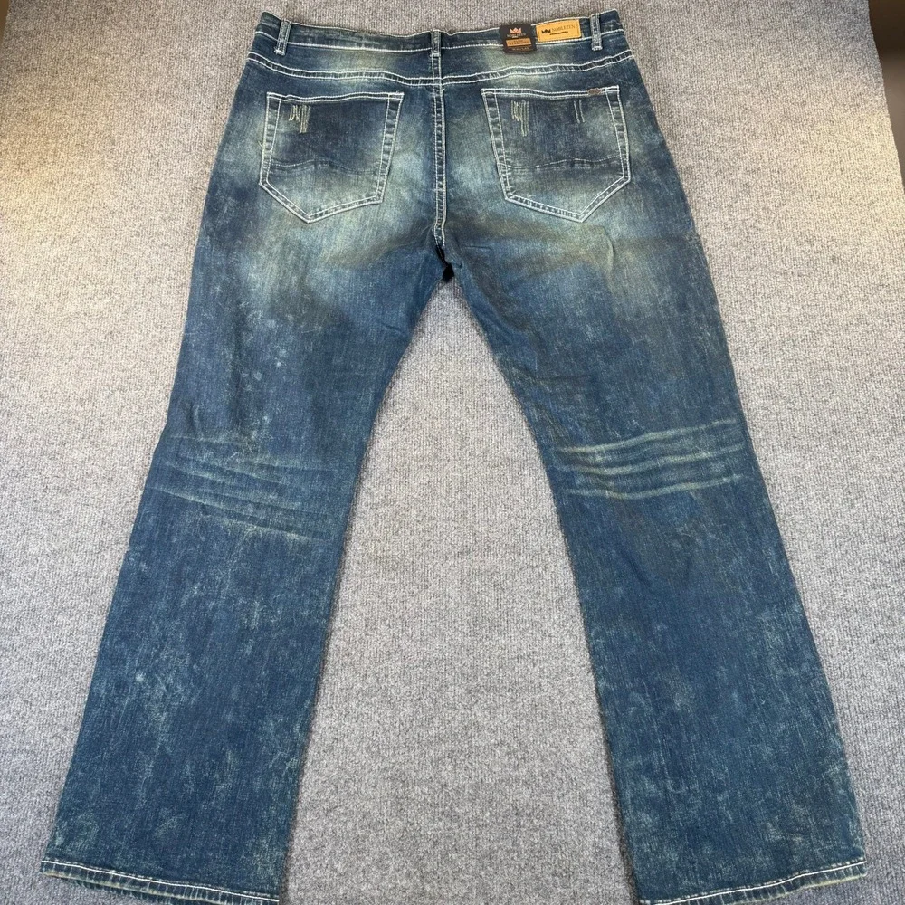 Noblezen Collection Mens Slim Straight Jeans Blue Distressed‎ W40 L32 NEW
